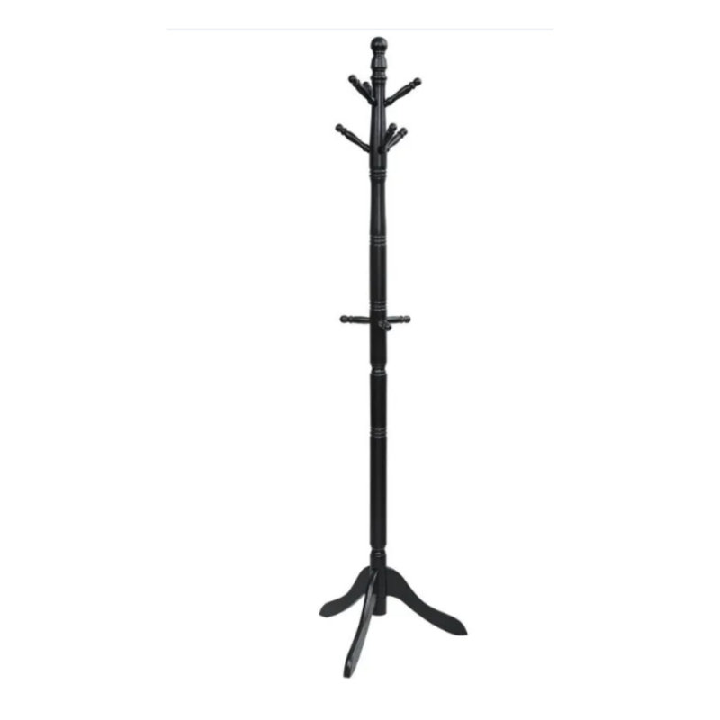 Entry Height Adjustable Black Coat Rack With 9 Hooks, Black