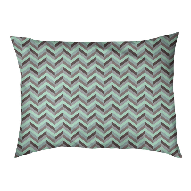 Coussin pour chien chevron Byrge, Très grand (l 52 po x P 42 po x H 17 po), Menthe / brun / blanc