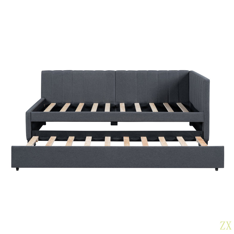 Lit de jour rembourré avec couchette simple pour canapé-lit, pas de sommier tapissier, tissu en lin, Lit simple