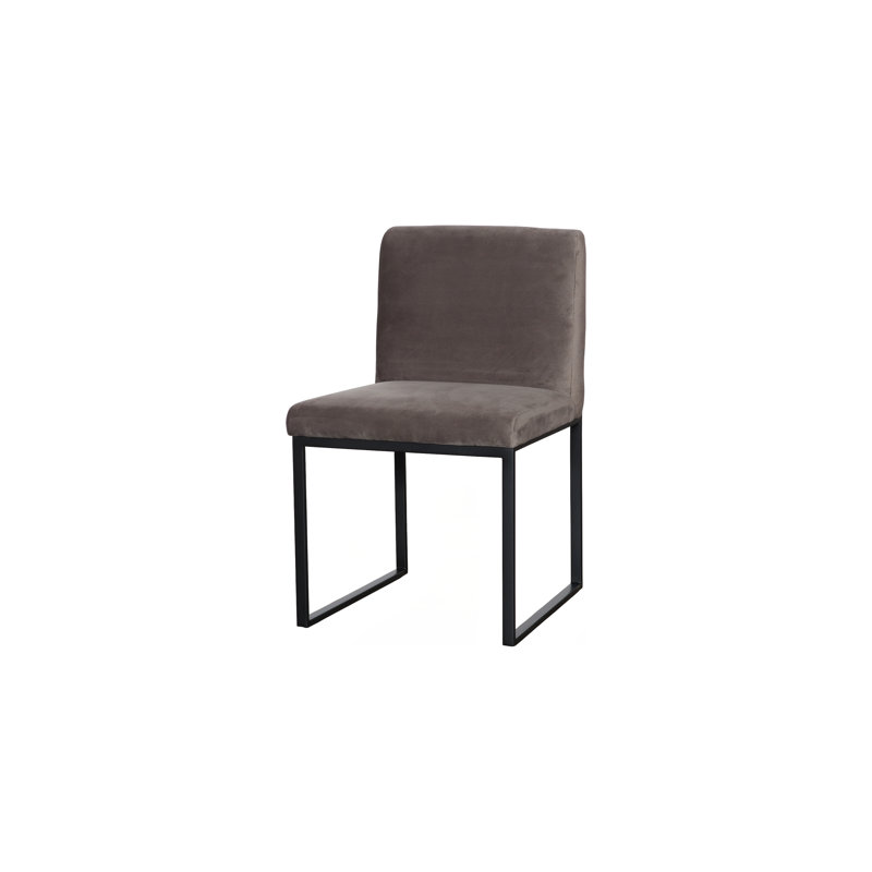 Chaise de salle à manger Frozen, velours taupe, structure en métal noir mat