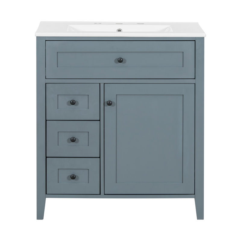 Meuble-lavabo moderne avec tiroirs et tablette 30 po