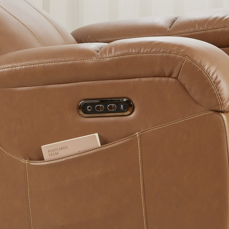 Zero zero clearence recliner  Power Recliner With Dual Motor Adjustable Headrest, Scratch-Resistant Faux Leather, USB Charging, Brown
