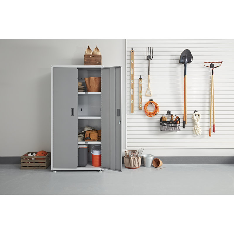 Ready-To-Assemble Mobile Storage Cabinet, Hammered White/Gray Slate