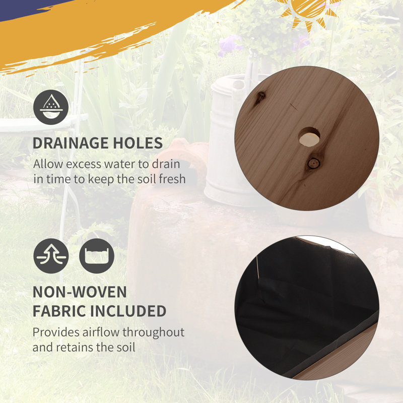 Brown Wooden Raised Garden Bed with Storage Shelf