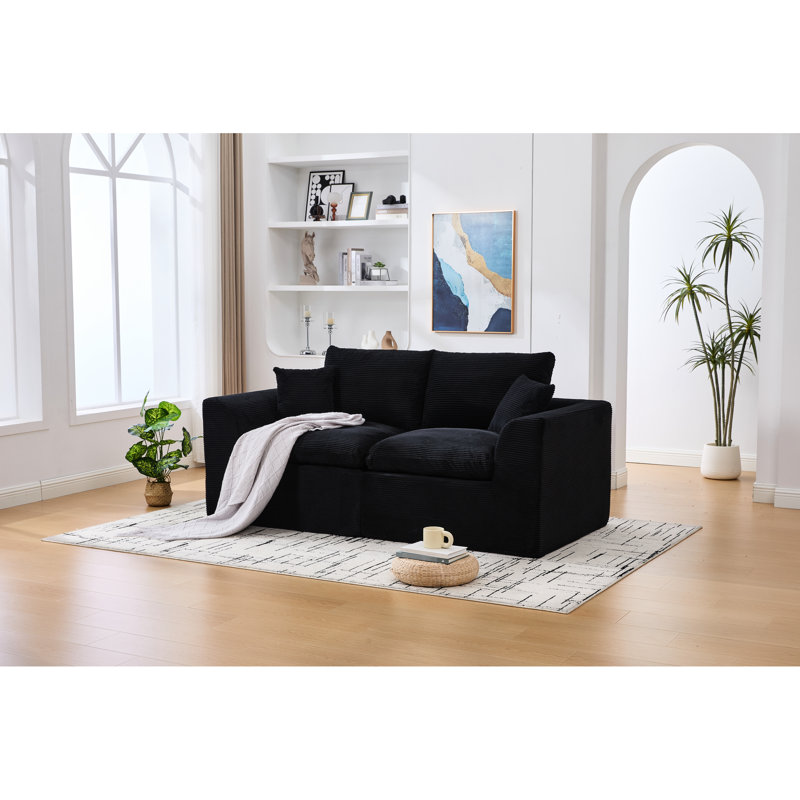 Canapé de coin modulable 2 places confortable avec tissu velours côtelé doux et mousse haute résilience pour appartements. Housses de coussin amovibles. Conception ergonomique.