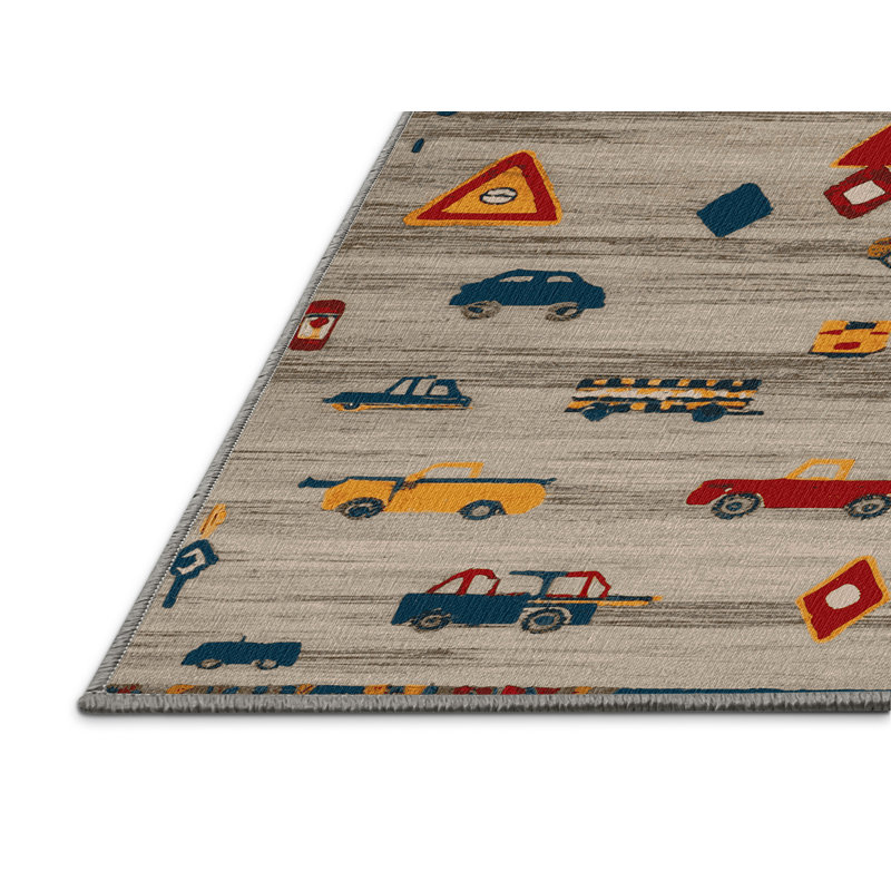 Machine Washable Space Gray Area Rug, Round 6'