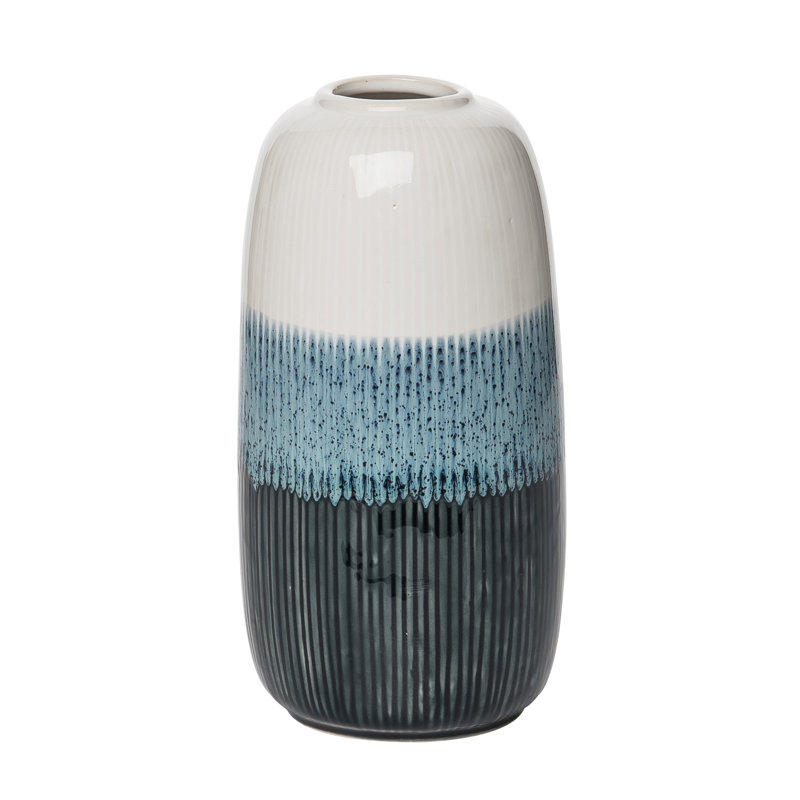 Vase en grès réactif blanc 8,7 po