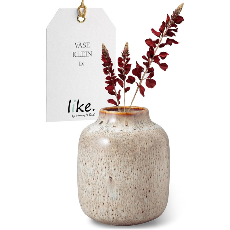 Villeroy & Boch Lave Home Collection Shoulder Vase, Premium Porcelain, Pottery Look, 5 x 6 in, 41.5oz Capacity, Beige