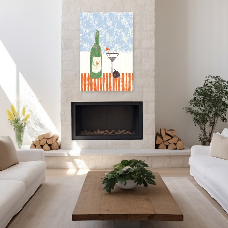 Art mural rétro, gin et gin, H 48 po x l 32 po