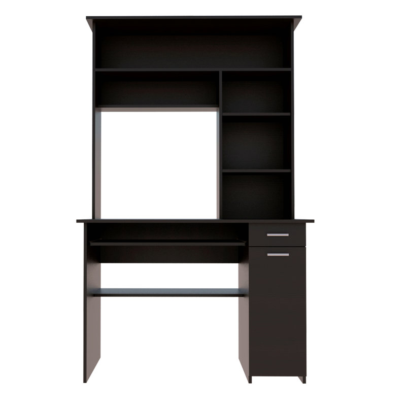 Bureau d'ordinateur à 7 tiroirs avec huche Black Wengue
