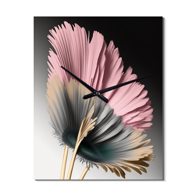 Jaliel - Horloge murale marguerite florale, H 32 po x l 16 po x P 1 po