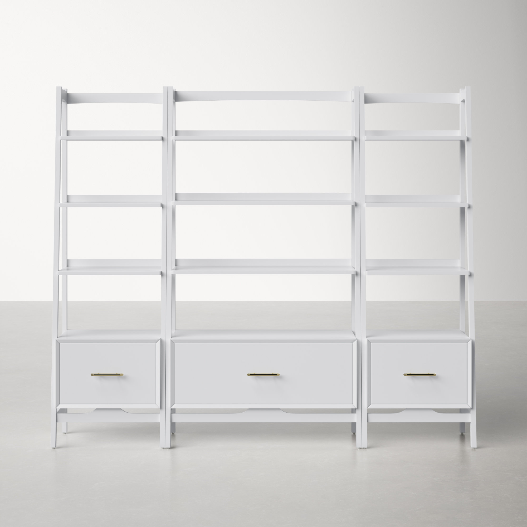 Stiles Wide Ladder Bookcase, White