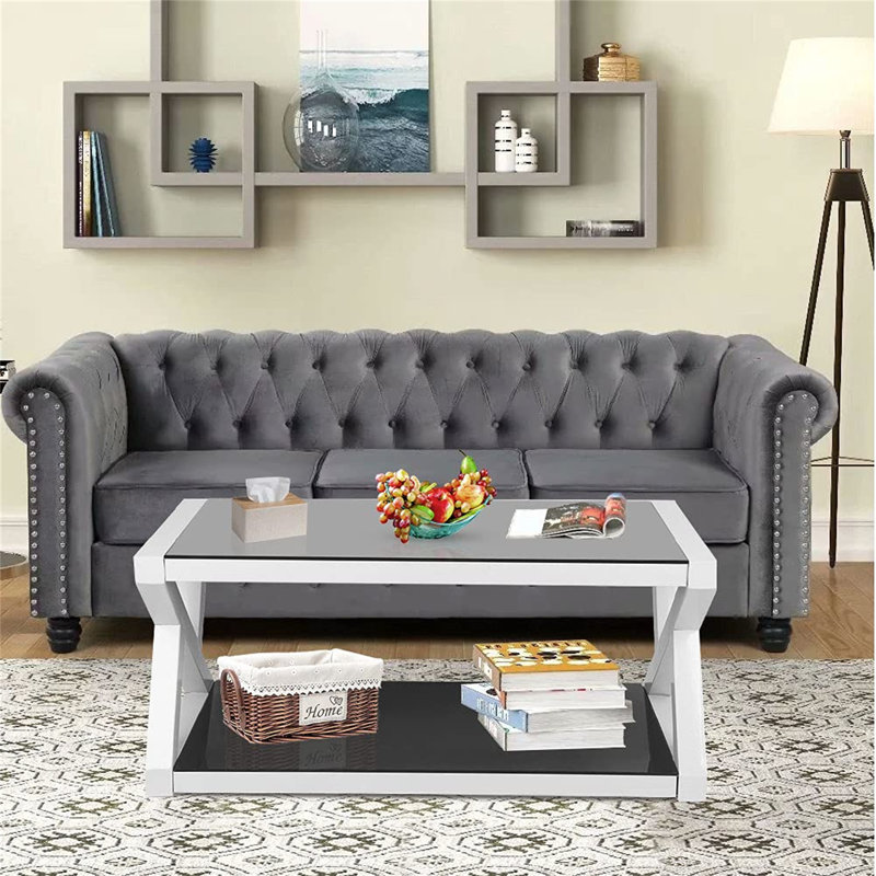 Bassik Floor Shelf Coffee Table with Storage