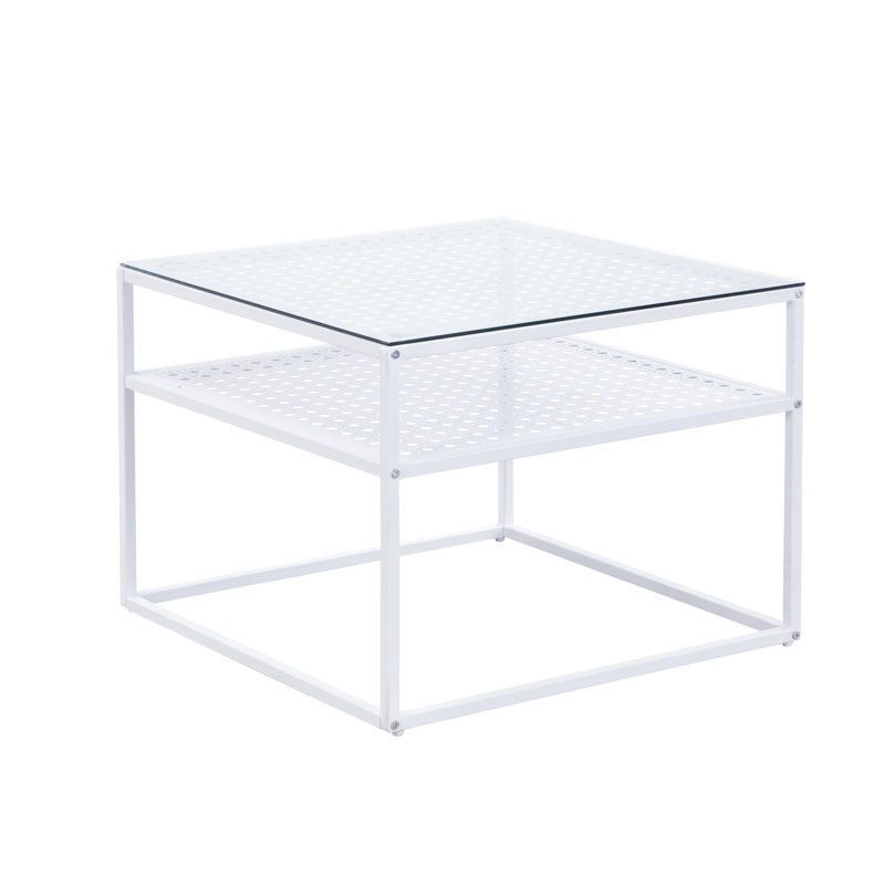 60cm Glass Top Console Table, White