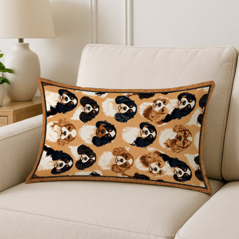 Indoor and Outdoor Throw Pillow, Rectangle 18"H x 25"W, English Toy Spaniel