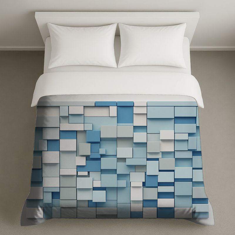 Housses de couette rectangulaires bleues et blanches, Très grand lit