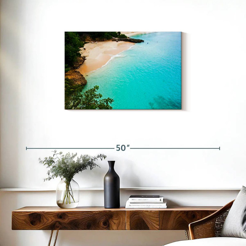 Gillard, plage de sable blanc, Anguilla, H 20 po x l 30 po