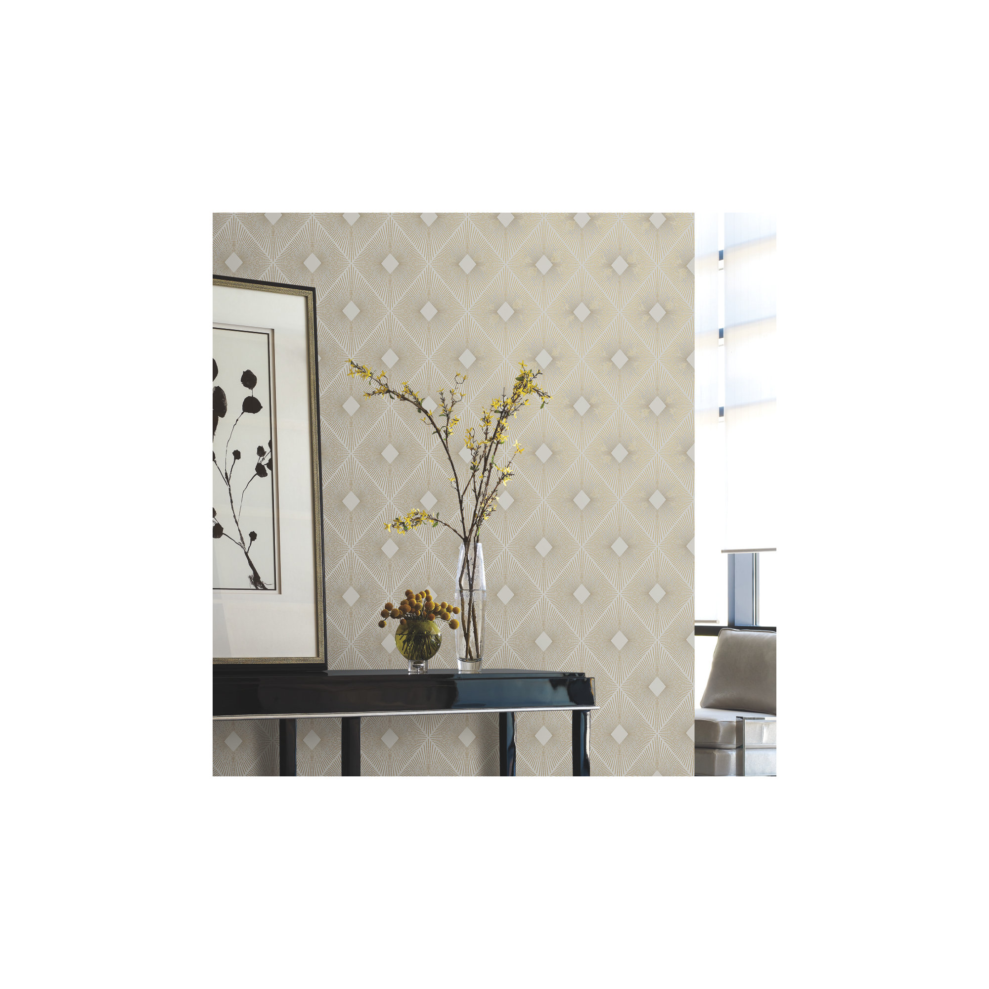 Antonina Vella Modern Metals Modern Geometric Wallpaper, Warm Grey/Gold
