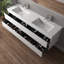 72" Double HG.White Bathroom Vanity Wall-mounted Floating vanities with Gloss White Resin Stone Top,4 Drawers Modern-659196656
