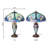 24.5"H Halston Double Lit Blue Bowl Shade Stained Glass Table Lamp