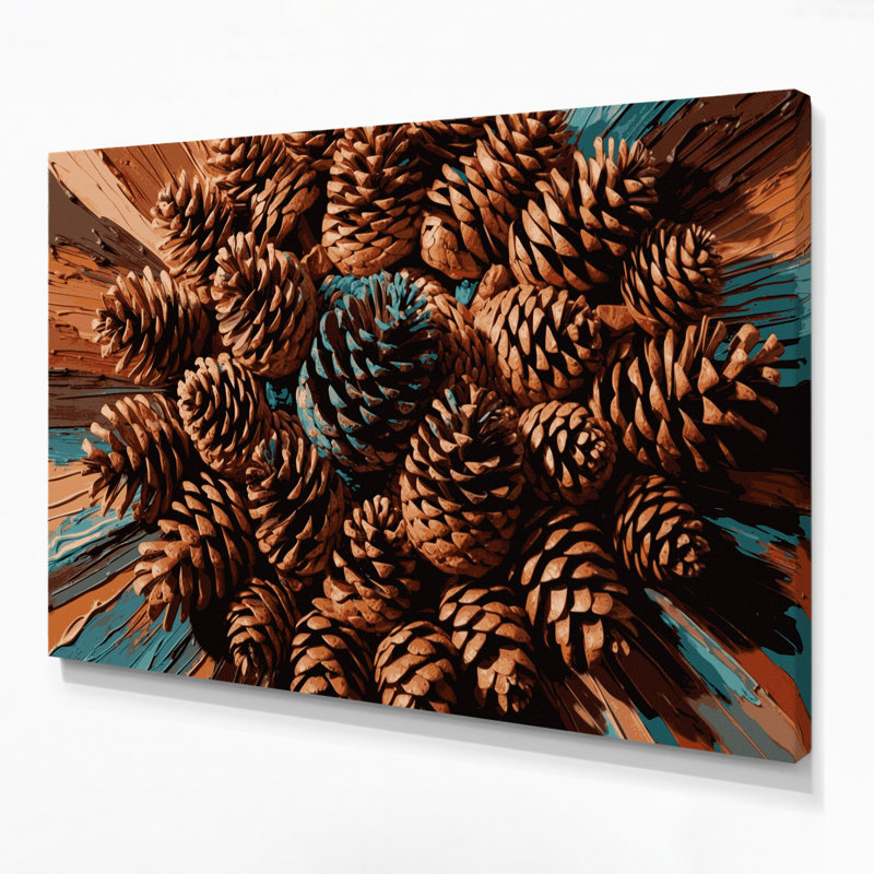 «Southwestern Plants Pinecone 180», art mural sur toile brune, H 12 po x l 18 po