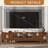 78" Modern TV Stand with Fluted Glass Doors, Entertainment Center for 85 inch TVs with 2 Drawers & Cable Management, Solid Wood Leg Media Console