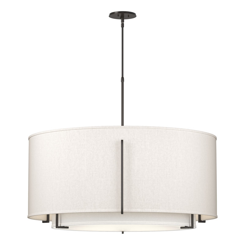 Lustre tambour Exos, Lin, H 54,9 po x l 31,3 po x P 31,3 po, Bronze huilé