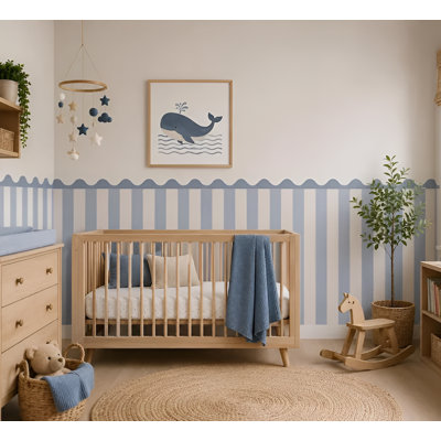 Adhésif décoratif demi-rayures bleues 192 pouces de large, hauteur de 40 pouces