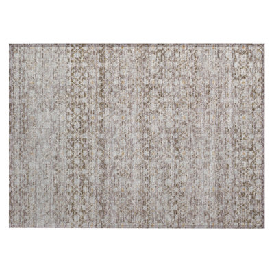 Machine Washable Indoor/Outdoor Xhevrie Taupe Rug