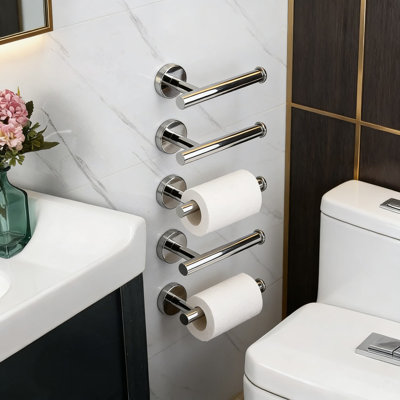 Porte-papier hygiénique en acier inoxydable à fixation murale 304, antirouille pour salle de bain et rouleau de cuisine avec poignée sécurisée et fixation réglable