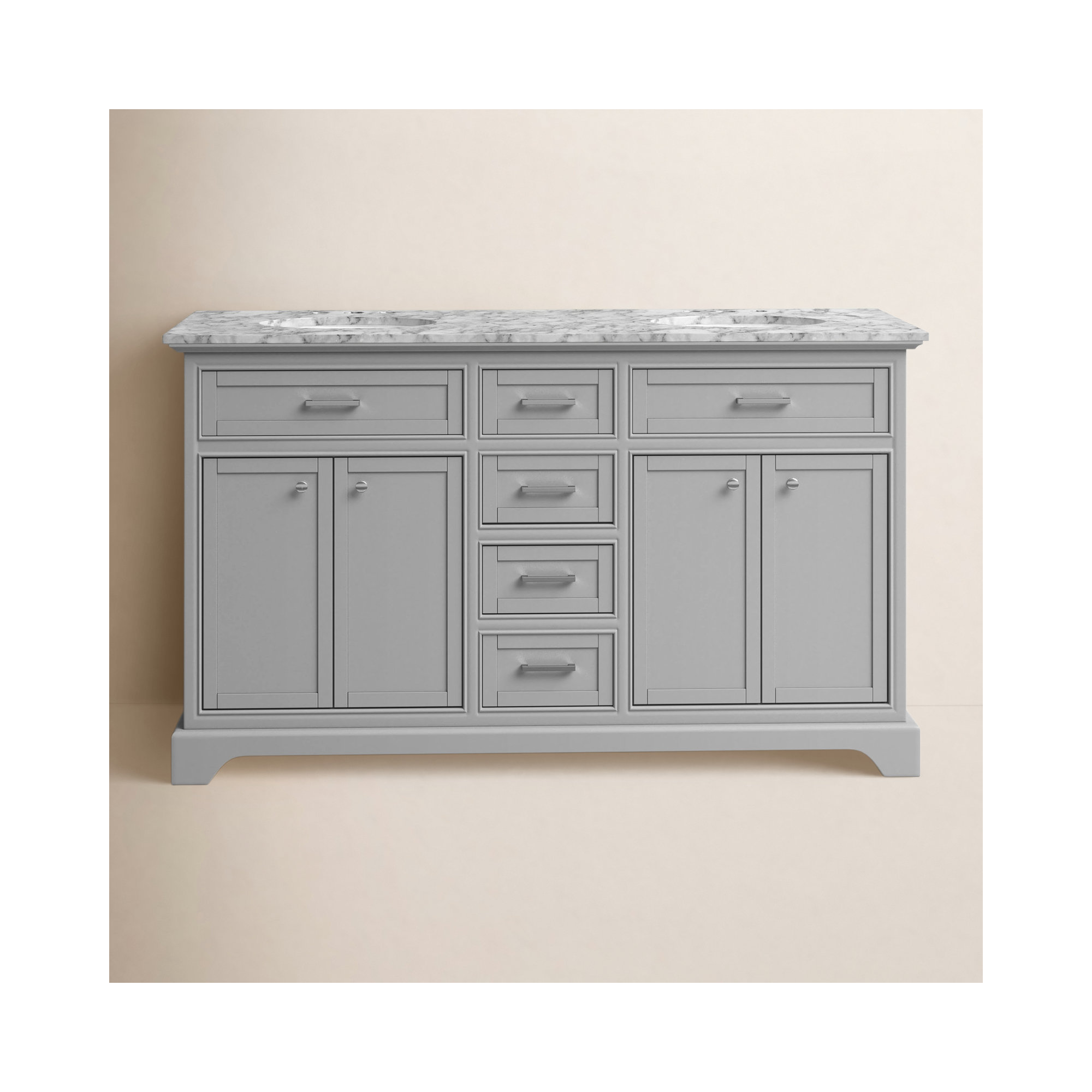 Hermes 60'' Double Bathroom Vanity, Light Gray
