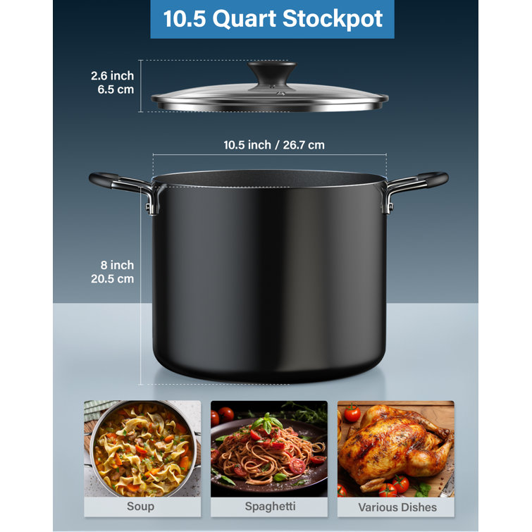 Cook N Home Non-Stick Aluminum Stockpot Cooking Pot with Glass Lid