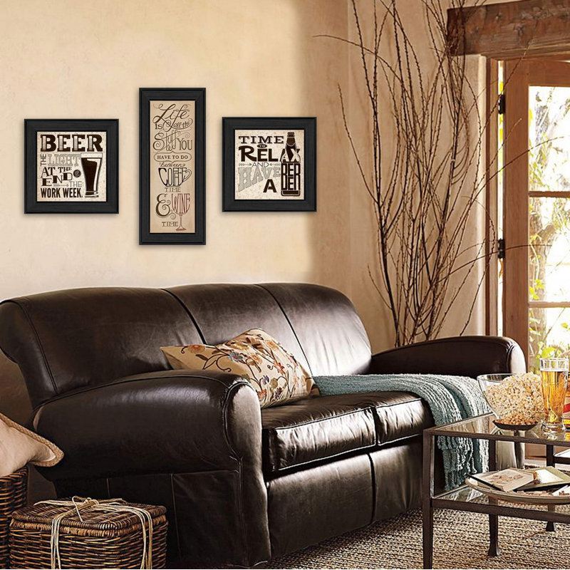 Beer Time 3-Piece Vignette Framed Wall Art for Living Room, Home Wall Décor by Deb Strain