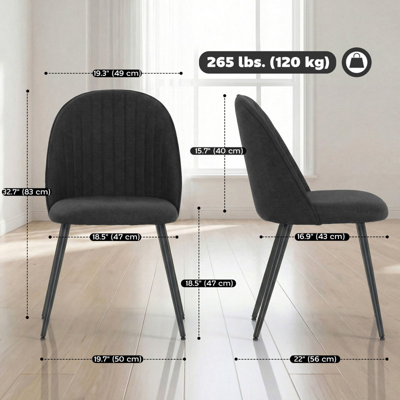 Ensemble de 4 chaises de salle à manger modernes pour le salon, noir, Noir