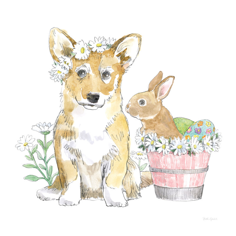 Easter Pups I by Beth Grove - Wrapped Canvas Painting, 91cm H x 91cm W x 3.8cm D