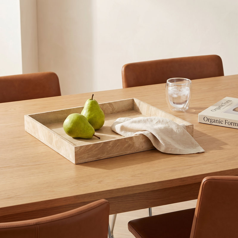 Beige Rectangular Serving Tray, 13.7" W x 13.7" D
