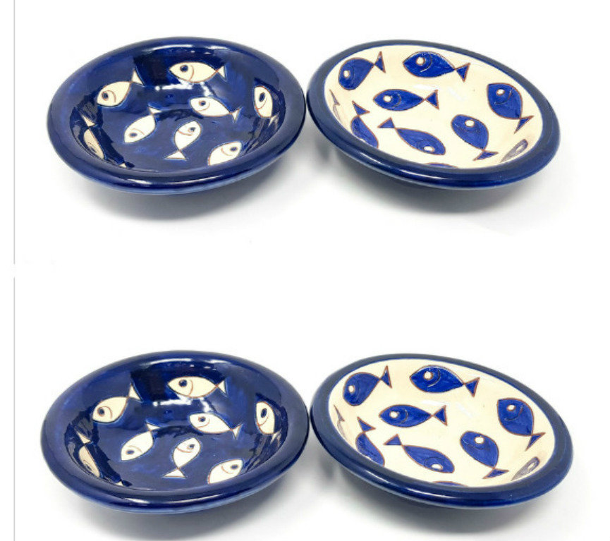 Blue & White Fish - Tapas Bowl 10cm - Blue Fish - Set Of 4