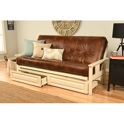 Stratford Full 79" Futon Frame and Mattress with Drawer Set