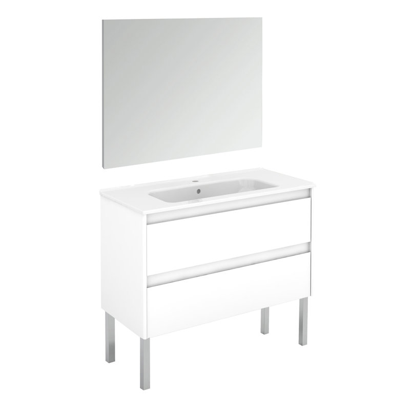 Ambra 39.6'' W Single Vanity, Gloss White, 23.8"