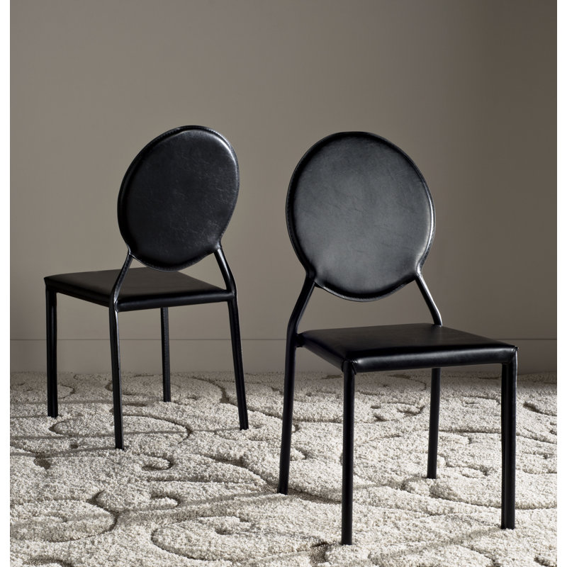 Oxon Hill 18.5'' H Faux Leather Upholstered Side Chair, PVC+Sponge - Black