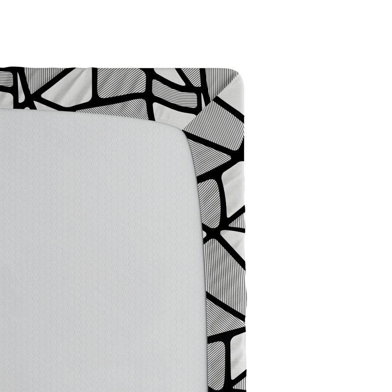 Ensemble de 2 draps-housses Ambesonne, Drap-housse de taille simple, Noir / blanc géométrique