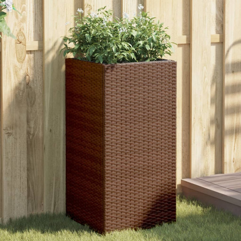 Garden Planter Poly Rattan, 32cm H x 36cm W x 30cm D, Grey