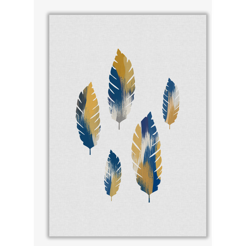 Leaves Blue & Yellow - Print, No Frame, 85 cm H x 60 cm W x 1 cm D