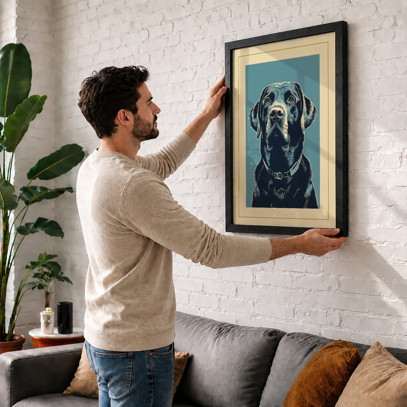 Dignified Labrador Japandi - Framed Print, Unframed, A1 - 84.1 x 59.4 cm