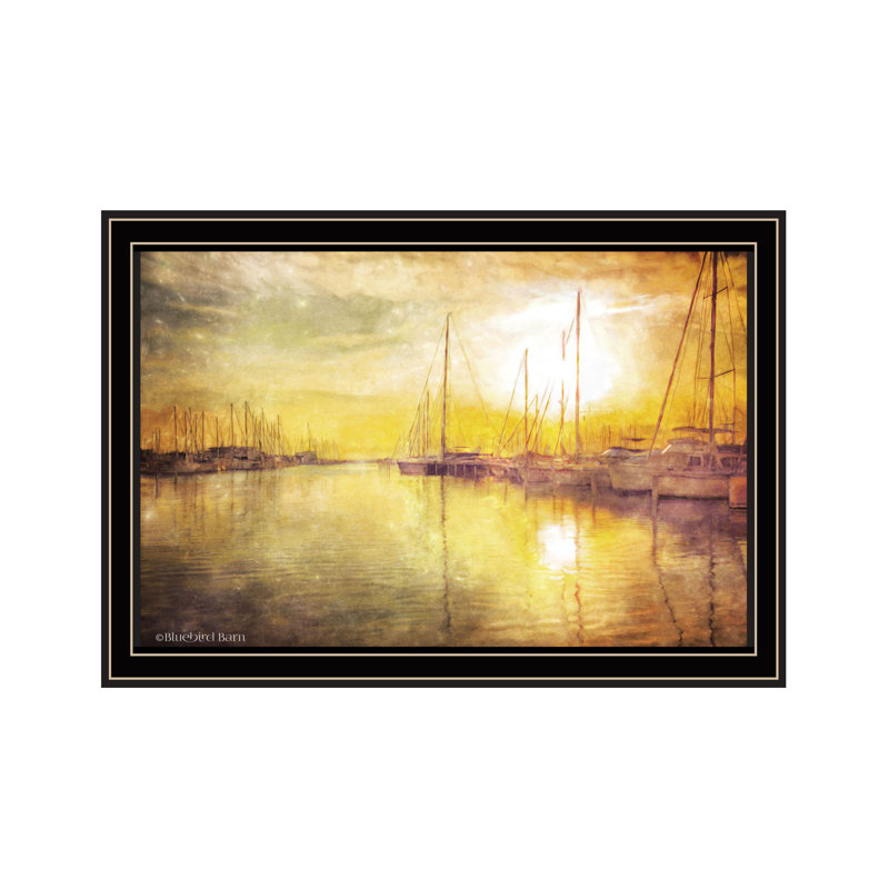 Art mural encadré jaune pour bateaux, décor de la maison par Bluebird Barn, White