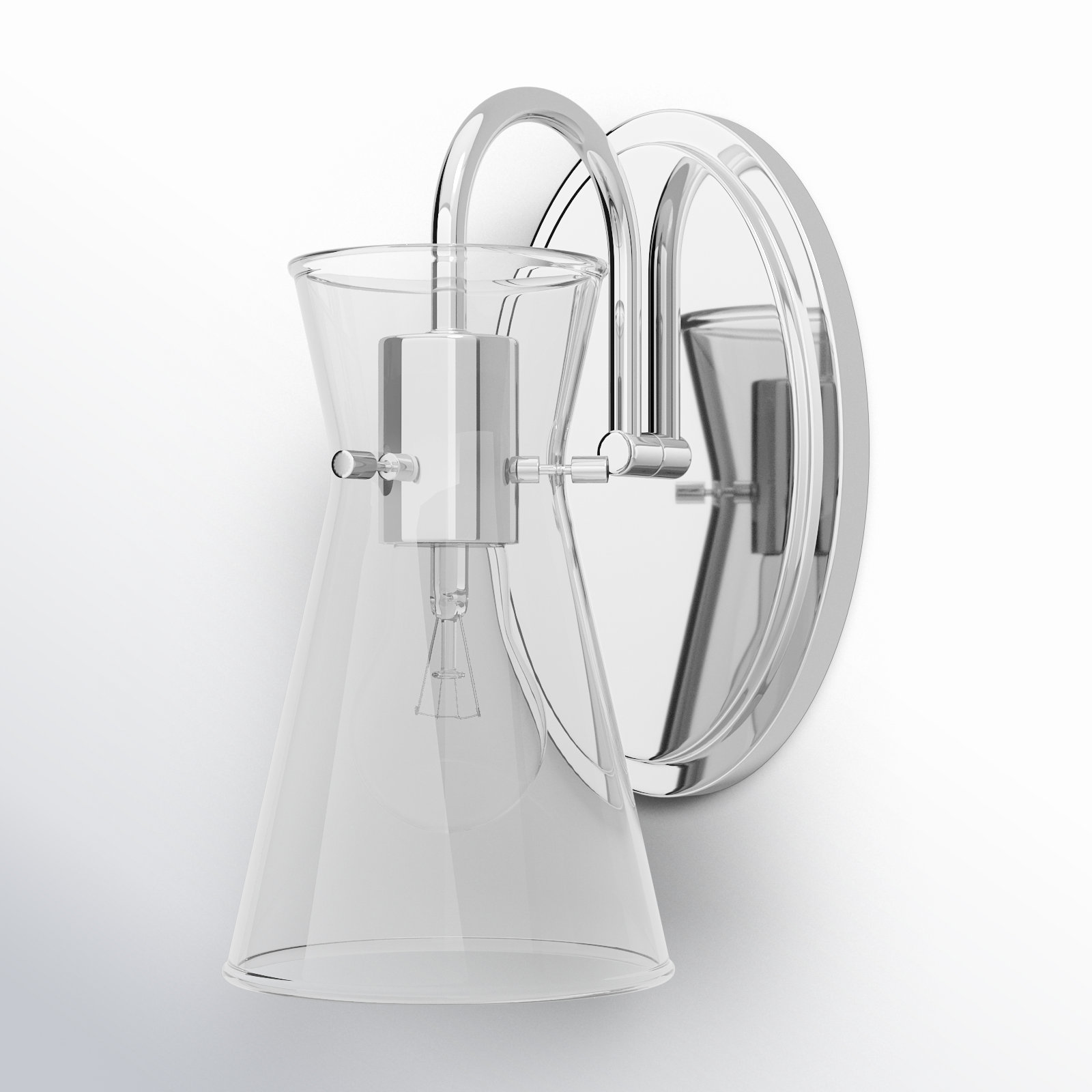 Single Transparent Dimmable Bath Sconce, Polished Chrome