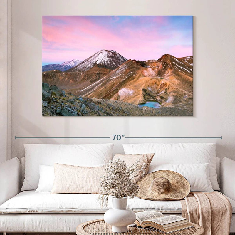 Senne, paysage de montagnes de Tongariro, H 34 po x l 51 po