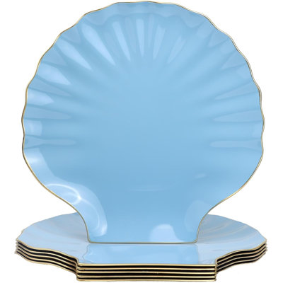 13" Scalloped Seashell Charger Plates – Set Of 6 Blue
