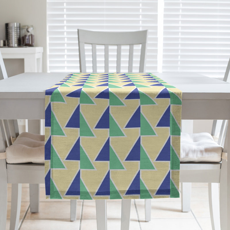 Shifted Arrows Table Runner, 16" x 72", Blue/Yellow/Green