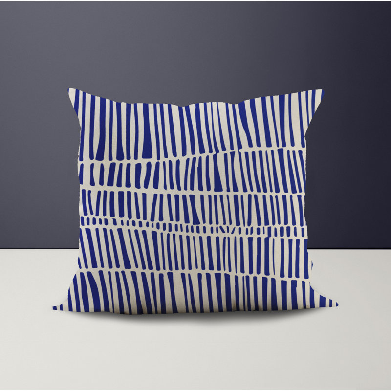 Jeté carré intérieur / extérieur en polyester Ikom, L 19 po x H 19 po, Bleu marine